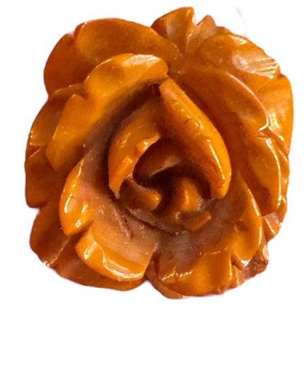 Vintage Heavily Carved Bakelite Rose pin brooch  Jewelry Butterscotch 1930s