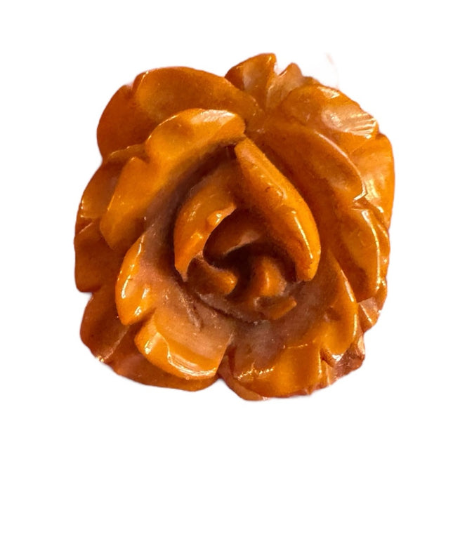 Vintage Heavily Carved Bakelite Rose pin brooch  Jewelry Butterscotch 1930s