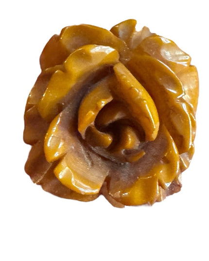 Vintage Heavily Carved Bakelite Rose pin brooch  Jewelry Butterscotch 1930s