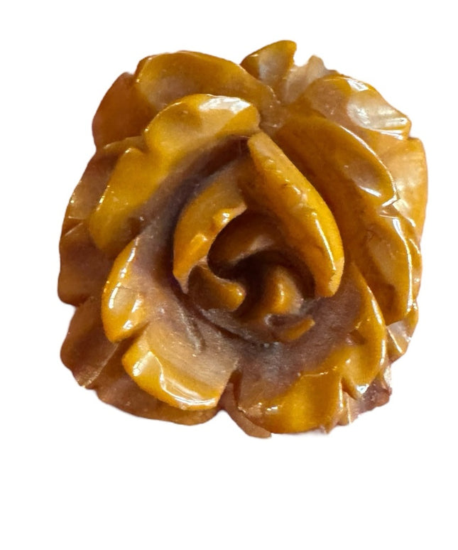 Vintage Heavily Carved Bakelite Rose pin brooch  Jewelry Butterscotch 1930s