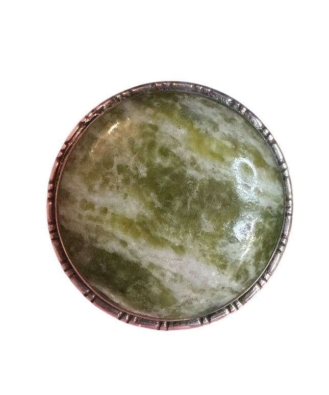 Vintage sterling Brooch, Connemara marble brooch, Victorian revival 1930s 925