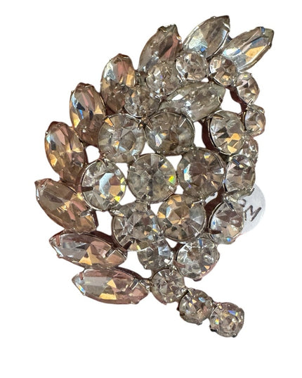 Elegant Crystal Leaf Brooch WEISS Signed Brooch Rhinestone 1950s vintage