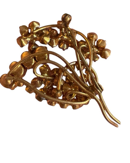 Vintage CZECH Crystal Brooch Aurora Borealis Brooch 1940s brooch gold tone metal