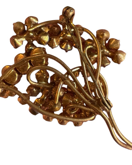 Vintage CZECH Crystal Brooch Aurora Borealis Brooch 1940s brooch gold tone metal