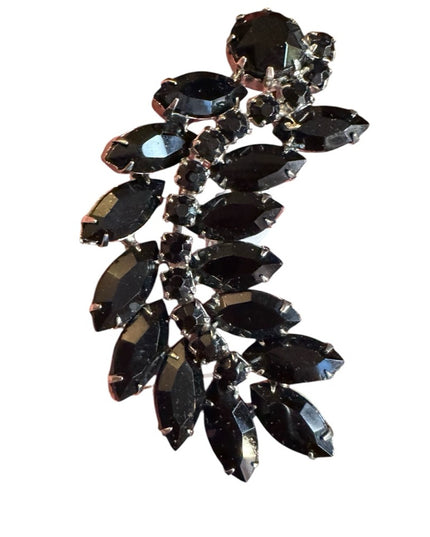 Beautiful Vintage Weiss Brooch Black crystal Rhinestones/Japanned Metal mourning