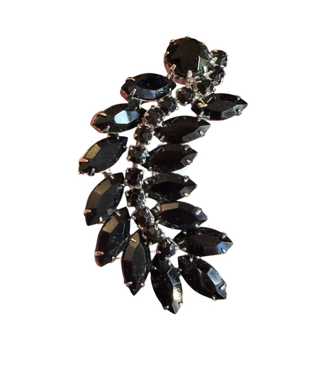 Beautiful Vintage Weiss Brooch Black crystal Rhinestones/Japanned Metal mourning