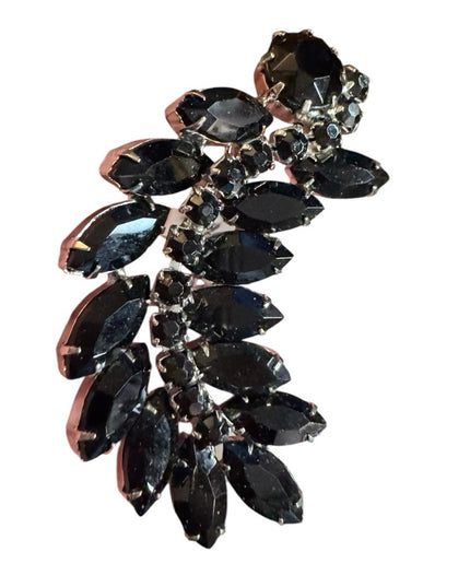 Beautiful Vintage Weiss Brooch Black crystal Rhinestones/Japanned Metal mourning