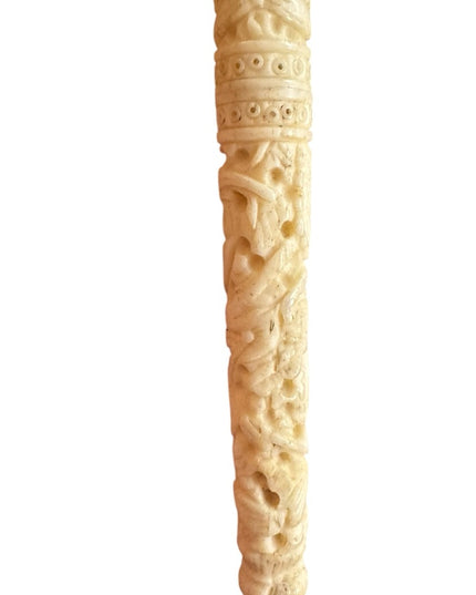 Intricately detail antique Carved early plastic needle toothpick Holder art deco