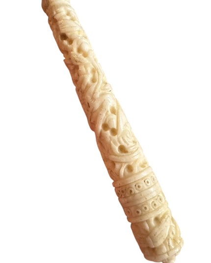 Intricately detail antique Carved early plastic needle toothpick Holder art deco