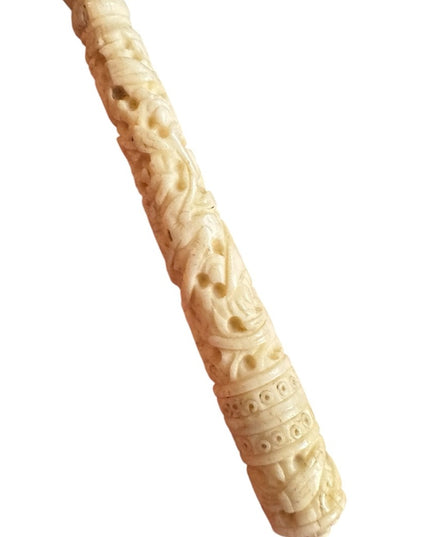 Intricately detail antique Carved early plastic needle toothpick Holder art deco