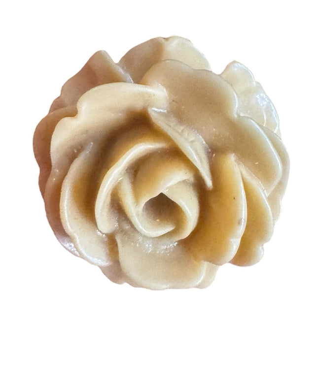 Vintage Heavily Carved Bakelite Rose pendant  Jewelry cream 1930s