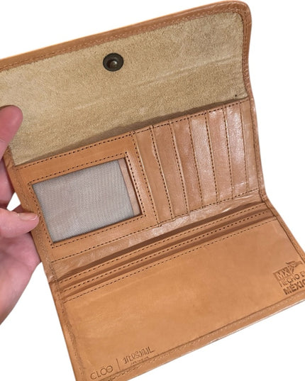 Vintage brown leather tooled Mexixo Embossed Leather wallet