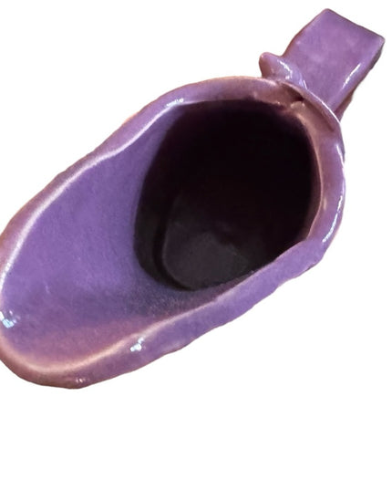Elegant Purple handmade pottery scroll work design Pitcher flower vase
