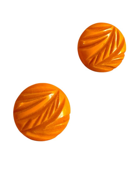 Vintage Yellow Bakelite screw back earrings 1950s Screw back