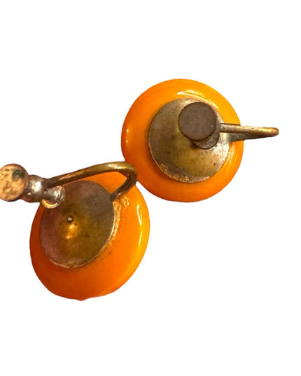 Vintage Yellow Bakelite screw back earrings 1950s Screw back