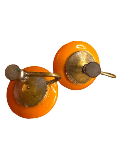 Vintage Yellow Bakelite screw back earrings 1950s Screw back