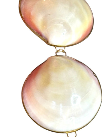 Vintage Sea Shell Brass Hinged Jewelry Box Trinket Pill 1950s