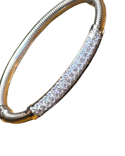 Elegant Sterling Silver 925 latched bangle Bracelet with CZ Accents Thailand