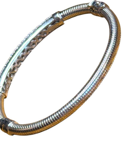 Elegant Sterling Silver 925 latched bangle Bracelet with CZ Accents Thailand