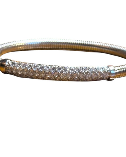 Elegant Sterling Silver 925 latched bangle Bracelet with CZ Accents Thailand