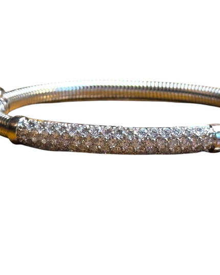 Elegant Sterling Silver 925 latched bangle Bracelet with CZ Accents Thailand