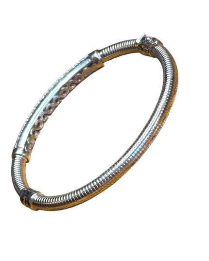 Elegant Sterling Silver 925 latched bangle Bracelet with CZ Accents Thailand