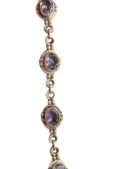 Elegant Purple amethyst  Gemstone sterling silver 925 tennis Bracelet