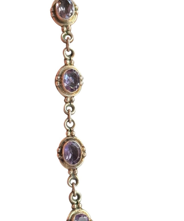Elegant Purple amethyst  Gemstone sterling silver 925 tennis Bracelet