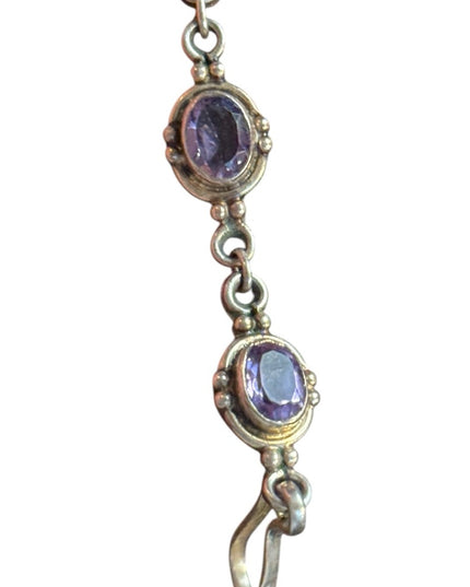 Elegant Purple amethyst  Gemstone sterling silver 925 tennis Bracelet
