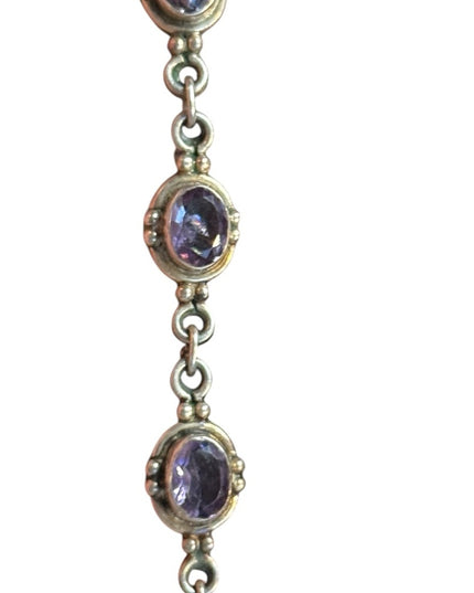 Elegant Purple amethyst  Gemstone sterling silver 925 tennis Bracelet
