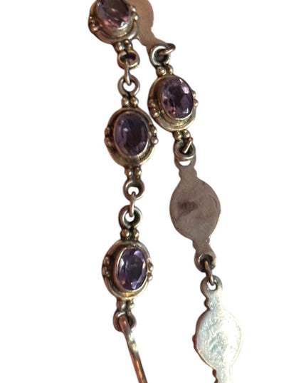 Elegant Purple amethyst  Gemstone sterling silver 925 tennis Bracelet