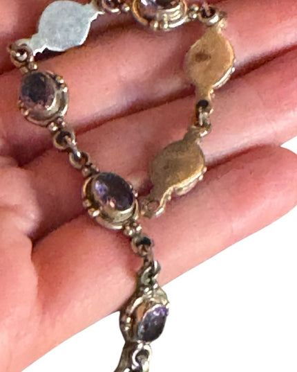 Elegant Purple amethyst  Gemstone sterling silver 925 tennis Bracelet