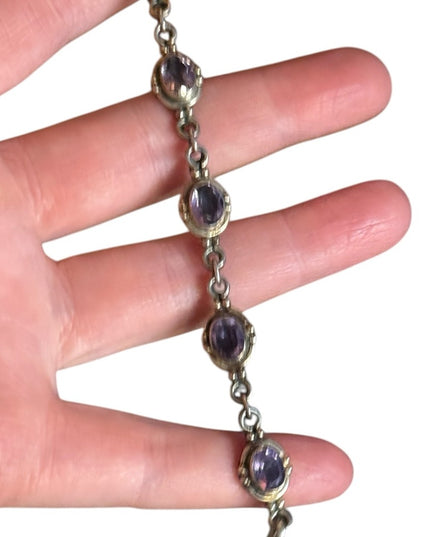 Elegant Purple amethyst  Gemstone sterling silver 925 tennis Bracelet