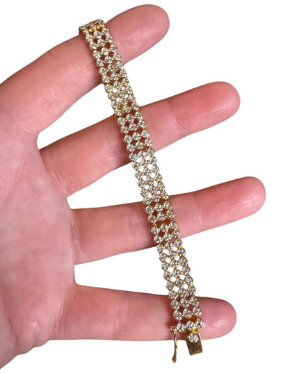 Elegant sterling silver 925 18k gold plt CZ tennis Bracelet