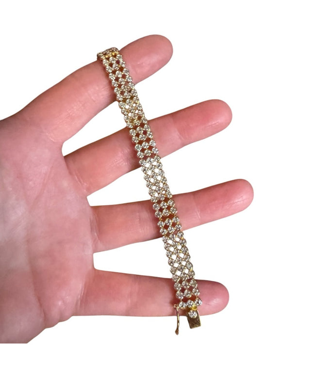 Elegant sterling silver 925 18k gold plt CZ tennis Bracelet