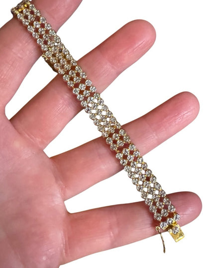 Elegant sterling silver 925 18k gold plt CZ tennis Bracelet