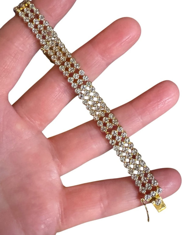 Elegant sterling silver 925 18k gold plt CZ tennis Bracelet