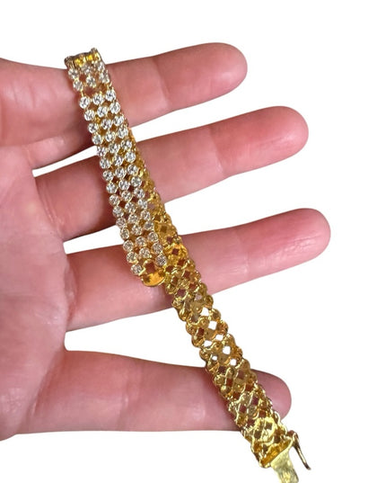 Elegant sterling silver 925 18k gold plt CZ tennis Bracelet