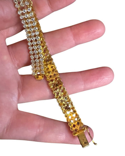 Elegant sterling silver 925 18k gold plt CZ tennis Bracelet