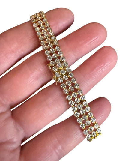 Elegant sterling silver 925 18k gold plt CZ tennis Bracelet