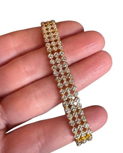 Elegant sterling silver 925 18k gold plt CZ tennis Bracelet