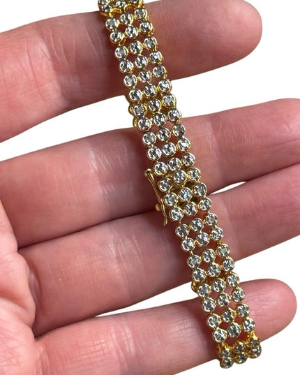 Elegant sterling silver 925 18k gold plt CZ tennis Bracelet