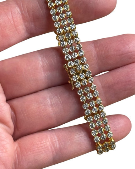 Elegant sterling silver 925 18k gold plt CZ tennis Bracelet