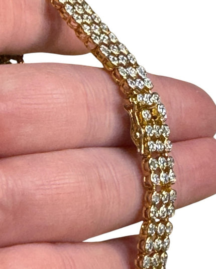Elegant sterling silver 925 18k gold plt CZ tennis Bracelet