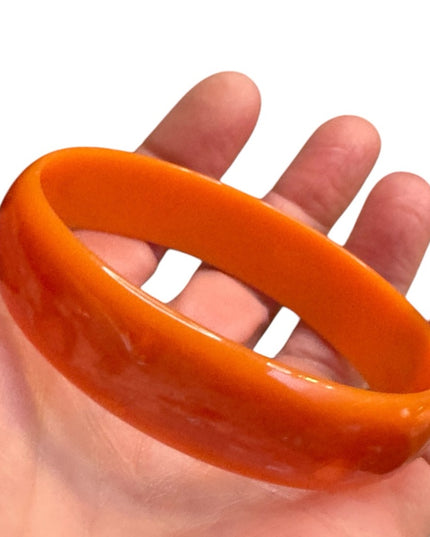 Bakelite Bangle Orange  Vintage 1940s 1930s Catalin Marblette Polished