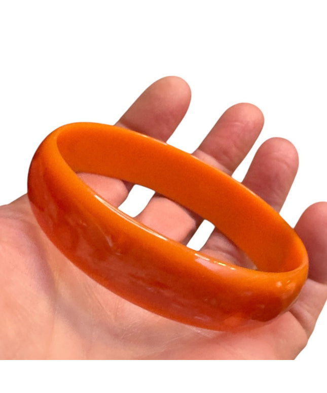 Bakelite Bangle Orange  Vintage 1940s 1930s Catalin Marblette Polished