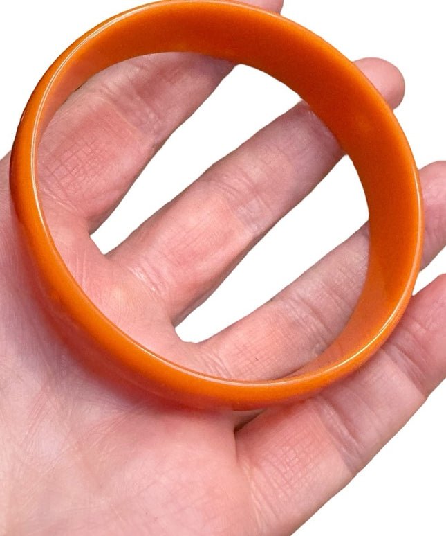 Bakelite Bangle Orange  Vintage 1940s 1930s Catalin Marblette Polished