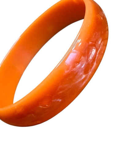 Bakelite Bangle Orange  Vintage 1940s 1930s Catalin Marblette Polished