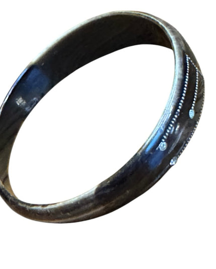 Late 19th Centrury Antique Art Deco celluloid Black rhinestone Bangle Bracelet