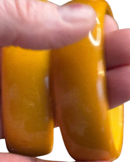Bakelite Bangle Orange Yellow Vintage 1940s 1930s Catalin Marblette Polished Set